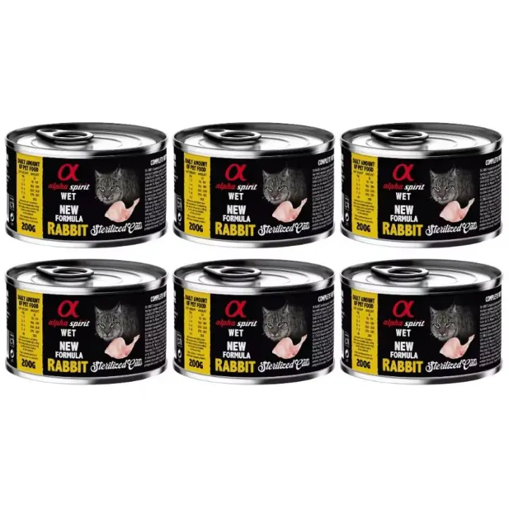 Pack de 6 -  Alpha Spirit Lata De Conejo Para Gatos Esterilizados - 1