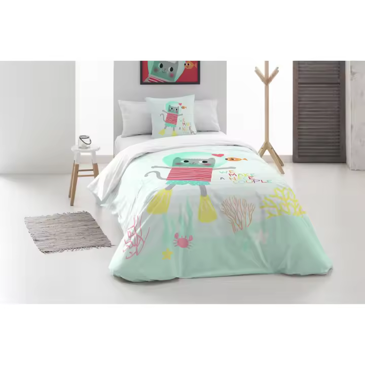 BOHEME - Funda nórdica Infantil Nice Couple 140X200, 100% algodón. Incluye funda de almohada - 1