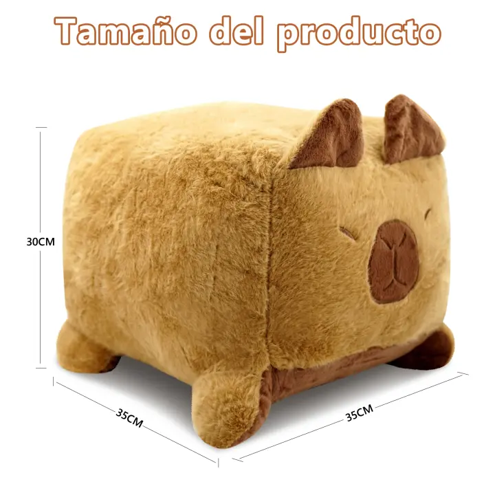 EasySpeed Peluche Capibara, Forma Cuadrada 45x45 CM, Peluche Capybara para Niños y Niñas Carpincho Kapibara Ideal Regalo o uso Cojin o Almohada Infantil - 1