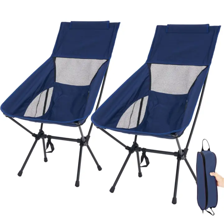 2 Sillas Plegables Camping Ligera Con Respaldo Alto Compacta Portátil Con Bolsa De Almacenamiento Portátil - 1