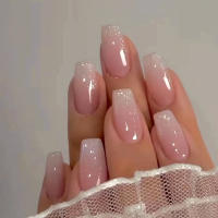 24Pcs Uñas Postizas De Ballet Blancas Con Gradiente Full Cover Art Nails Presión En Uñas Artificiales Acrílicas Removibles Para Fiesta - details 2