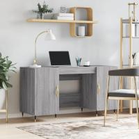 vidaXL Escritorio madera de ingeniería 140x50x75 cm en color Gris sonoma/Roble ahumado | estructura resistente ideal para salón dormitorio o estudio - details 0