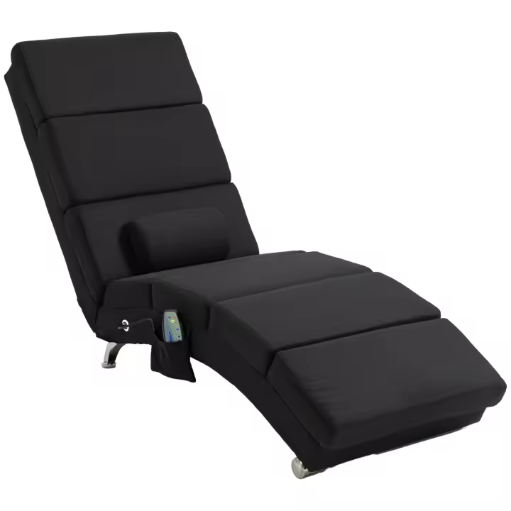 HOMCOM Sillón relax salón sillón masaje y calefacción meridienne chaise longue interior, sillón relax con mando a distancia y almohada, dormitorio, salón, tejido efecto lino - 1