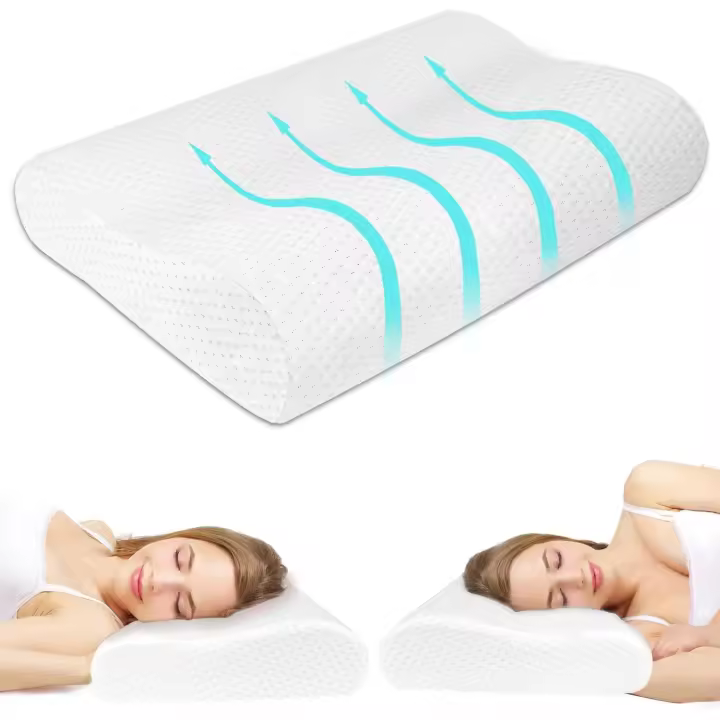 Almohada Viscoelastica, Almohada Cervicales y Cuello, Almohada Cervical Ortopédica Ergonómica, Almohada Dormir de Lado, Almohadas Transpirables para Dormir de Lado/Boca Abajo - 1