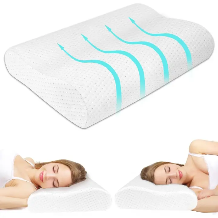 Almohada Viscoelastica, Almohada Cervicales y Cuello, Almohada Cervical Ortopédica Ergonómica, Almohada Dormir de Lado, Almohadas Transpirables para Dormir de Lado/Boca Abajo - 1