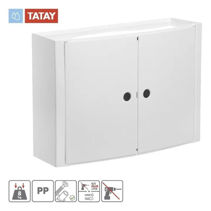 Tatay - Armario Baño Horizontal Blanco - Sin Agujeros - 46 X 32 X 16 Cm - 1