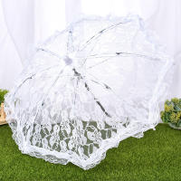 Paraguas De Boda Elegante Con Encaje Blanco Para Fotografía Decoración De Escenario Y Fiestas De Matrimonio Material De Poliéster - details 8