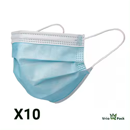 VP Mascarillas VP1. Paquete 10 mascarillas quirúrgicas adulto color azul. Fabricadas en España - 1