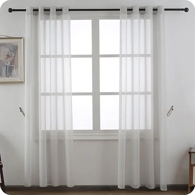 TODOBIEN STORE - Cortinas Translúcidas para Salón Dormitorio un Panel de 140 x 260 cm, Visillo Liso Gasa Fina y Transparente, Visillos para Ventana Salon Sala Cuarto Dormitorio Comedor Cocina - 1