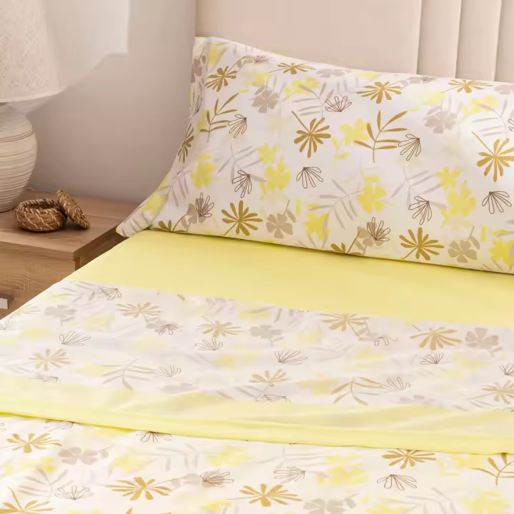 Juego de Sábanas Microfibra Gaela Amarillo - 1