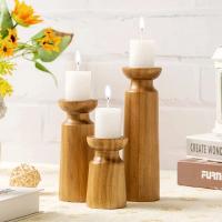 3PCS Soportes De Vela De Madera Natural Retro Para Boda Y Fiesta Decoración De Mesa Del Hogar Estilo Clásico Hechos a Mano - details 2