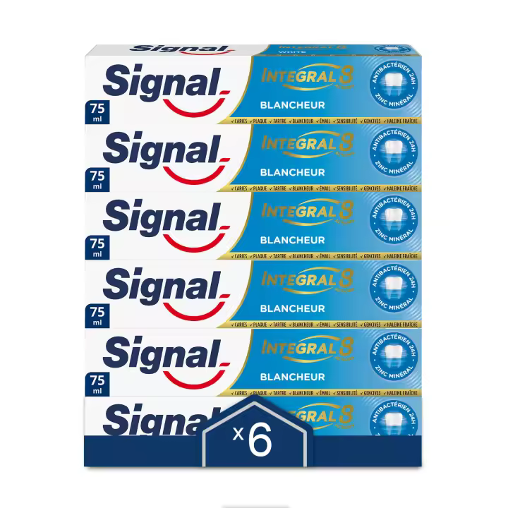 Signal Pasta de Dientes Integral 8 Blanqueador ayuda a conseguir un blanco natural 75ml - Pack de 6 - 1