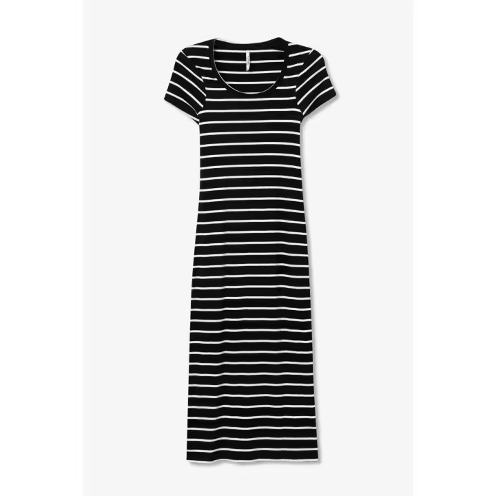 Vestido Bailey deTiffosi. Vestido de canalé en color negro y blanco. Fondo de armario atemporal, ideal para esta temporada - 1
