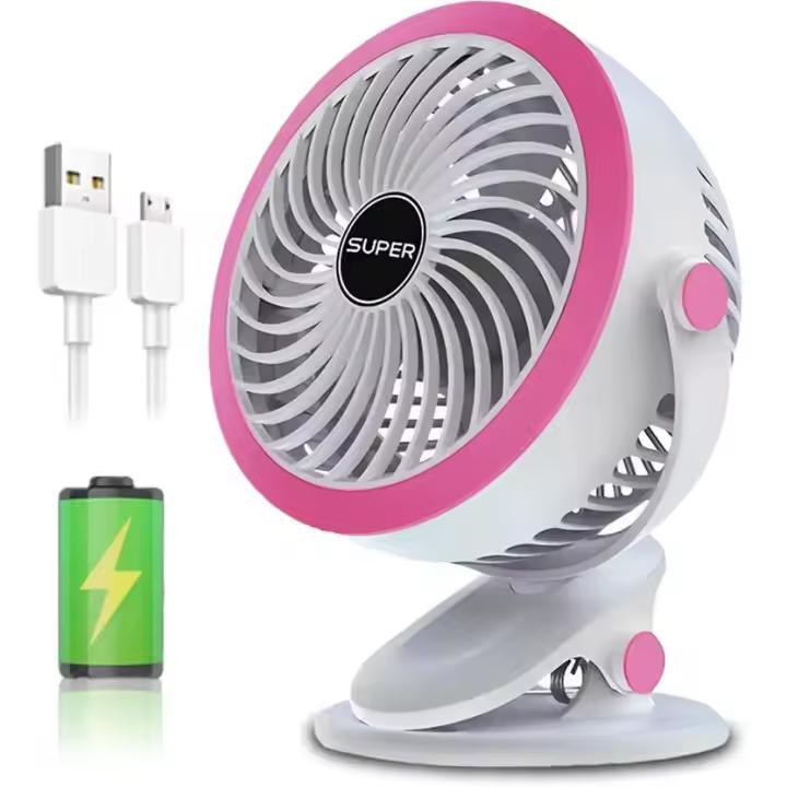 EasySpeed Mini Ventilador con Pinza, Ventilador sobremesa con fijacion Clip, Miniventilador Bateria Recargable USB Silencioso - 1