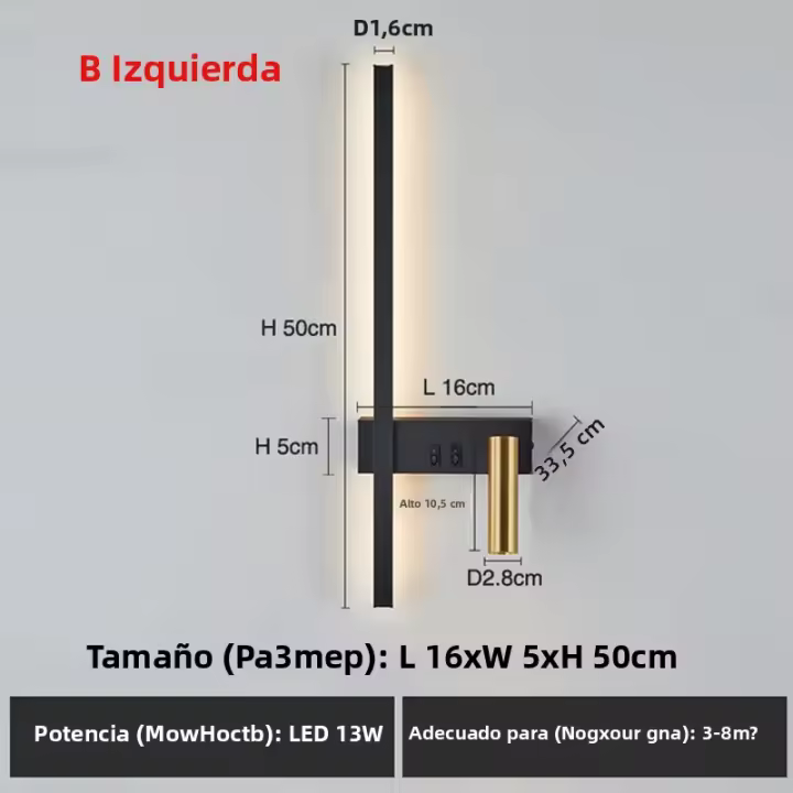 Lámpara De Pared Nórdica LED Para Iluminación Interior De Hogar TV Dormitorio Sala De Estar Pasillo Decoración Moderna Luz De Pared Sconces - 1