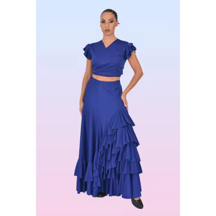 Conjunto flamenco top falda Azul Real anuka - 1