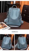 Mochila De Moda Para Mujer Gran Capacidad Múltiples Compartment Bolsa De Hombro De Cuero Suave Casual Para Viaje PU Cuero Negro Café Azul - details 18