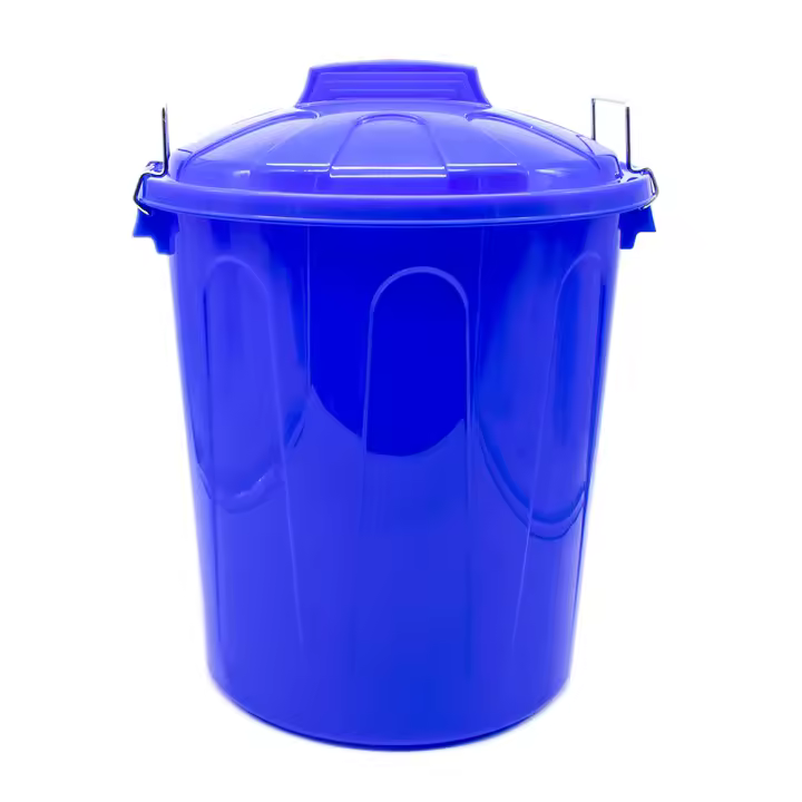 CABLEPELADO Cubo de Basura con tapa, Cubo basura Industrial, Cubo basura Plástico con asas metálicas, Contenedor residuos, 40 cm alto x 33 cm Diámetro superior, Capacidad 21 Litros, Azul - 1