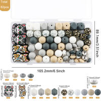 Nuevos 82Pcs/Box De Cuentas Redondas De Silicona Con Patrón Focal Para Kit De Pulseras Y Llaveros Accesorios Para Fabricación De Joyas - details 10