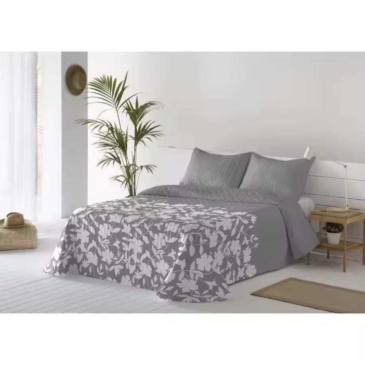 Colcha Bouti Reversible Estampada. Fina y Ligera. Extra Suave. Cama de 90,105, 135, 150, 160/180. Ideal para Primavera y Verano. 100% Poliéster, Relleno Fibra Hueca. NO INCLUYE FUNDAS DE COJÍN. Modelo Salvia.. - 1