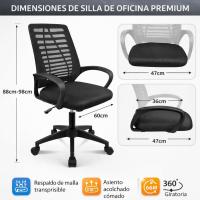 T-lovendo - Silla de Oficina Ergonómica con Soporte Lumbar y Respaldo de Malla Transpirable - Altura Regulable - Giratoria - details 1