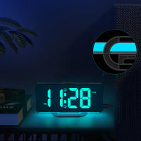 Reloj De Alarma Digital Con Luz Ambiental RGB Y Cargador USB Reloj Electrónico Dimmable Para Mesa/Muro Mostrador De Tiempo Semanal - details 5