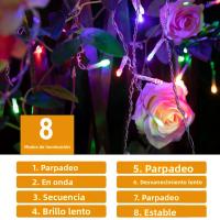 Luz De Hielo Solar Para Cortina 3.5M Decoración Detechos Exteriores Luces De Hada Para Bodas Fiestas Navidad Y Jardín - details 1