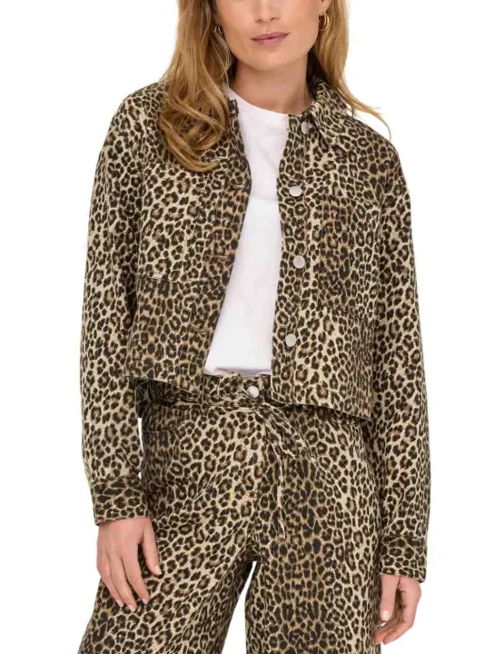 Chaqueta Only Naomi estampado leopardo cropped para mujer - 1