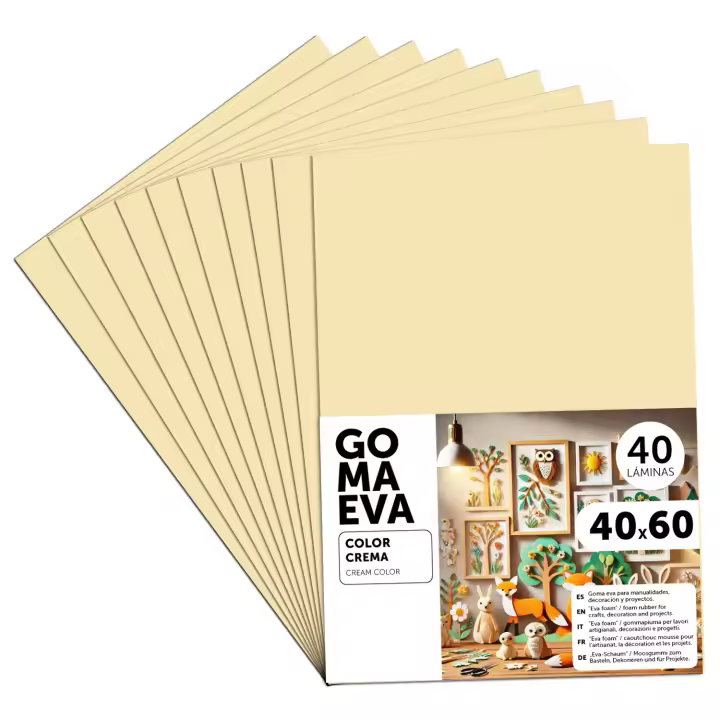 Goma Eva para Manualidades, Goma Espuma de Colores para Proyectos Creativos, Ideales para Artes y Manualidades, uso Escolar, Profesional o Artístico 40x60cm - m-office (Crema, 40 uds) - 1