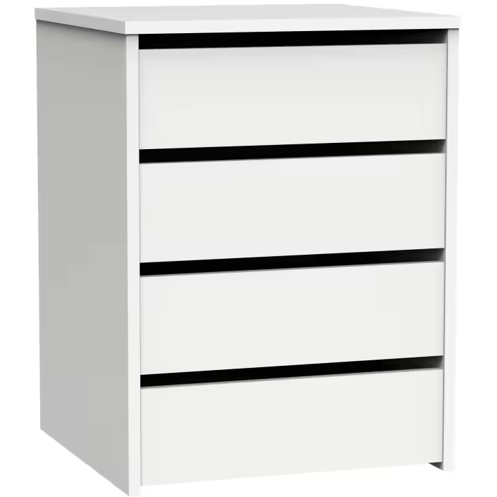 Briebe Clarity Cajonera Armario 4 Cajones, Cómoda Dormitorio 63,5 (Alto) x46 (Ancho) x45 (Fondo) cm Sinfonier, , Blanco - 1
