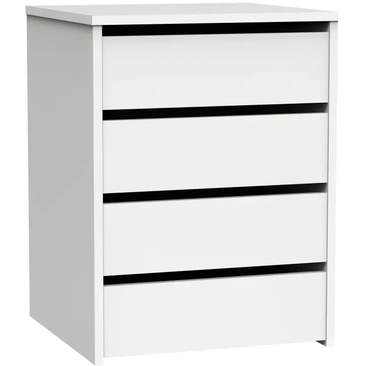 Briebe Clarity Cajonera Armario 4 Cajones, Cómoda Dormitorio 63,5 (Alto) x46 (Ancho) x45 (Fondo) cm Sinfonier, , Blanco - 1
