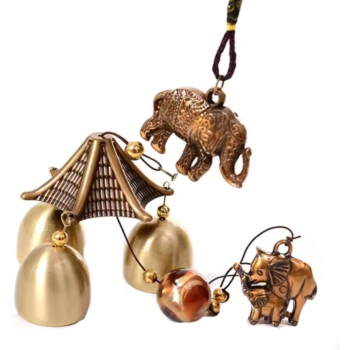 Campanas de viento de metal vintage, campanas de la suerte chinas, adorno colgante para decoración del hogar y el jardín (elefante) - 1