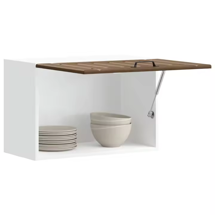vidaXL Armario de pared de cocina Lucca madera ingeniería blanca en color Blanco/Roble ahumado/Roble Sonoma y más | almacenamiento funcional diseño moderno para baño dormitorio sala - 1