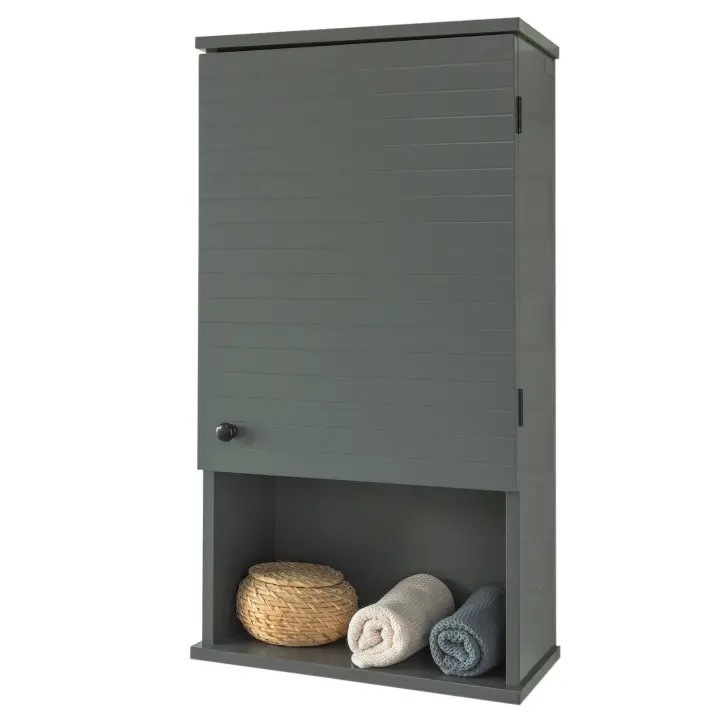SoBuy BZR25-DG Armario de Pared con 3 estantes Armario Multiuso de baño 40 x 21 x 76 cm Gris ES - 1