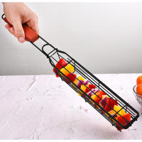 Cesta De Asado Portátil Para Kabob Con Mango De Madera Acero Inoxidable Antideslizante Para Verduras Camarones Carne Hot Dog BBQ - details 11