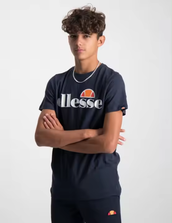 Ellesse Camiseta Niños Azul Marino Serigrafía Logo Marca - 1