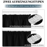 Cortinas Opacas Termicas Aislantes, Curtains for Living Room/Bedroom/Salon Blackout con Ganchos para Rieles 2 Piezas,140x210cm,Negro - details 0