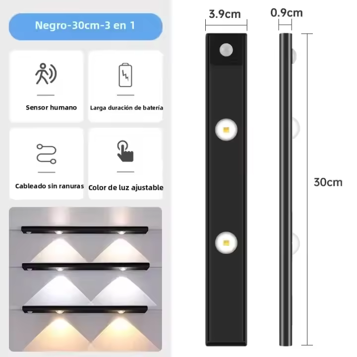 Luz De Noche LED Para Armario Con Sensor De Movimiento Y Luz USB Recargable Ultra Delgada Para Iluminación Interior De Cocina Y Pared - 1