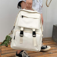 Mochila Preppy Para Estudiantes Gran Capacidad Botón Viaje Sólida Simple Harajuku Chic Moda Retro Unisex Alta Calle - details 7