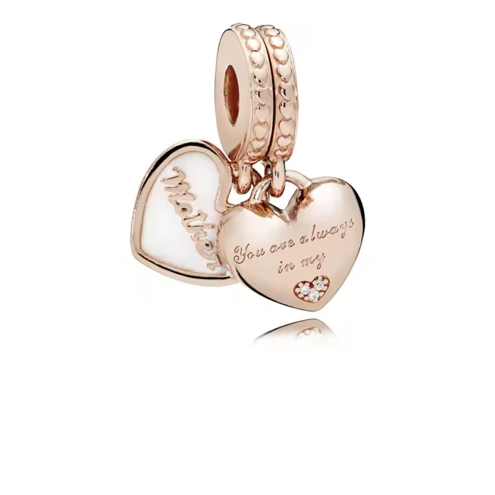 Abalorio charm Pandora 782072EN23 mujer plata Circonitas y esmalte Rose Corazones Madre e Hijo - 1