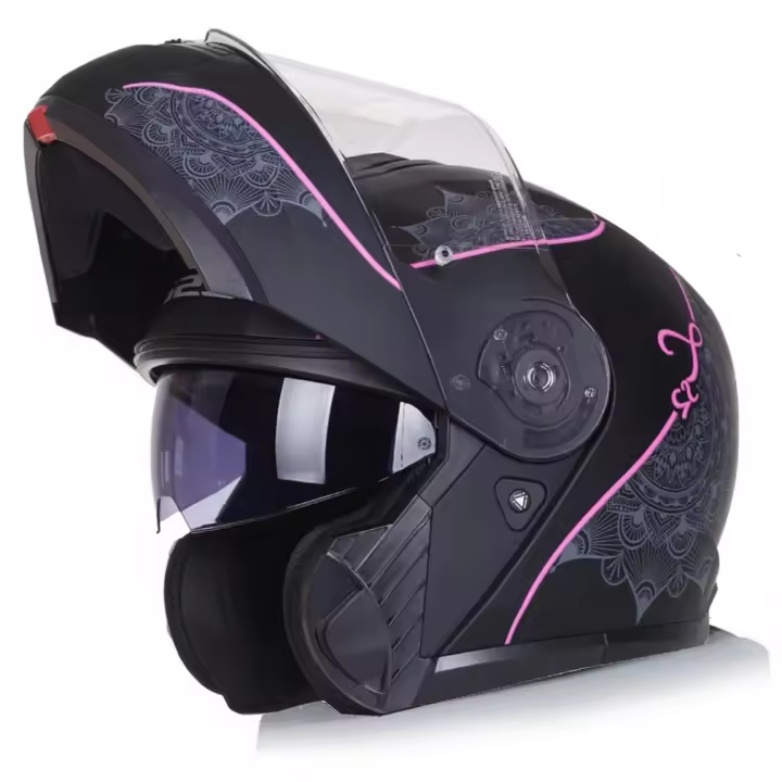 Casco de Moto Modular - LS2 FF908 Strobe II Lux Negro Rosa - Homologado ECE 22.06 y P/J - 1