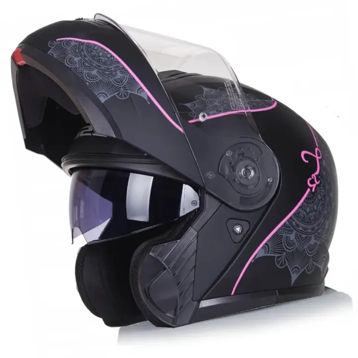 Casco de Moto Modular - LS2 FF908 Strobe II Lux Negro Rosa - Homologado ECE 22.06 y P/J - 1