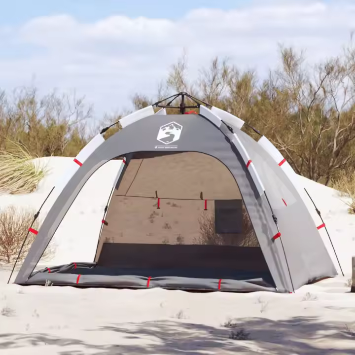 vidaXL Tienda de playa 2 personas impermeable apertura rápida gris - 1