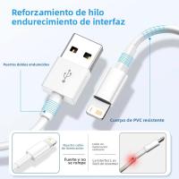 Cable De Carga USB a a Lightning 2M 6.6FT 5 Pack Para iPhone 14 13 12 11Pro X XR XS Max 8 7Plus 2.4A TPE Certificado MFi - details 0