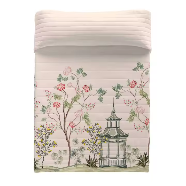 COLCHA BOUTI 100% ALGODÓN CHINESE ROSE ICEHOME FABRICADO EN ESPAÑA - 1