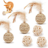 Bola De Juguete Para Gatos De Rotura Rápida Con Plumas Artificiales Y Campana 2 Piezas Juguetes Interactivos Para Mascotas - details 6