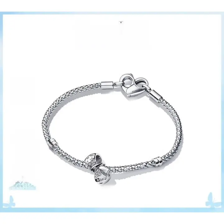 Pandora Conjunto de pulsera con lazo brillante, luz de lujo, dulce luz de estrellas, regalo para el Día de la Madre - 1