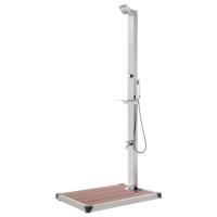 vidaXL Ducha de Jardín con Base 225 cm Acero Inoxidable Soporte Playa Color Gris,  Marrón, y mas - details 1