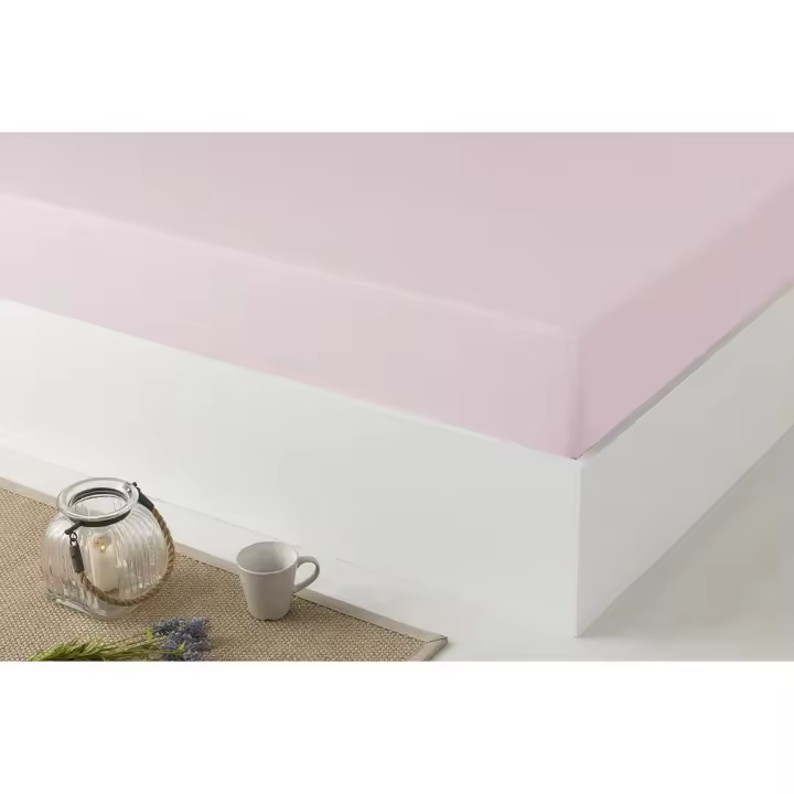 Manterol - Sábana bajera lisa ajustable calidad 50% Algodón 50% Poliéster, tejido transpirable y duradero, colores rosa, blanco, azul, gris, beige y verde. - 1