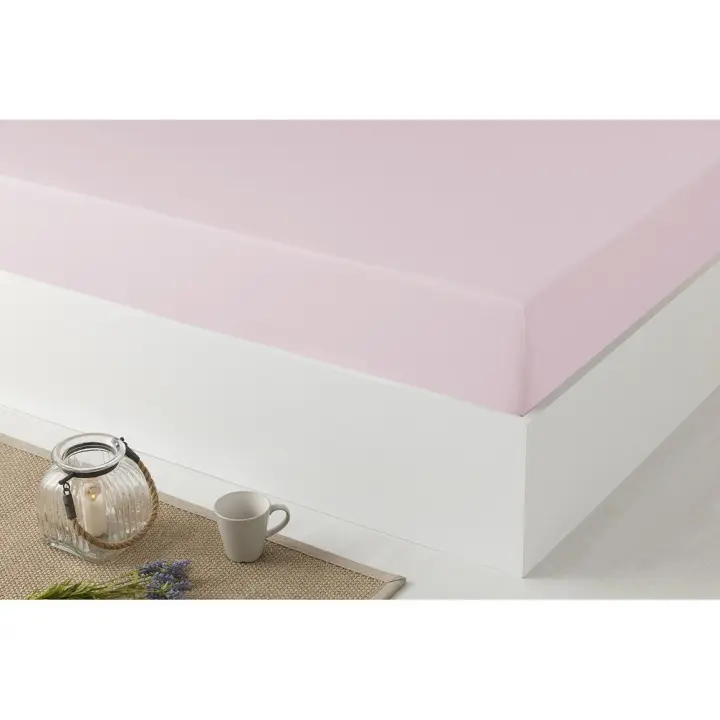 Manterol - Sábana bajera lisa ajustable calidad 50% Algodón 50% Poliéster, tejido transpirable y duradero, colores rosa, blanco, azul, gris, beige y verde. - 1